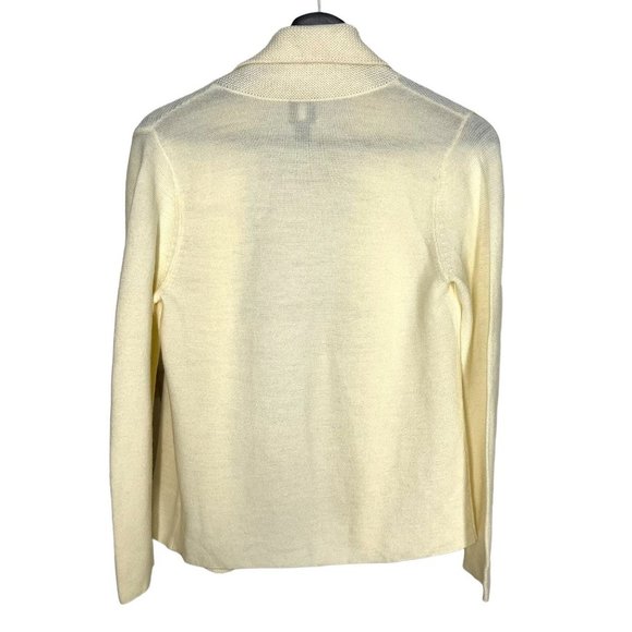 Eileen Fisher Cream Merino Wool Knit Open Front Cardigan Small - Picture 2 of 7